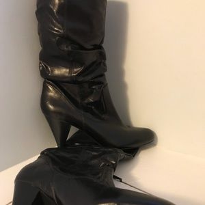 Inc New black leather slouch scrunch boots women’s 10